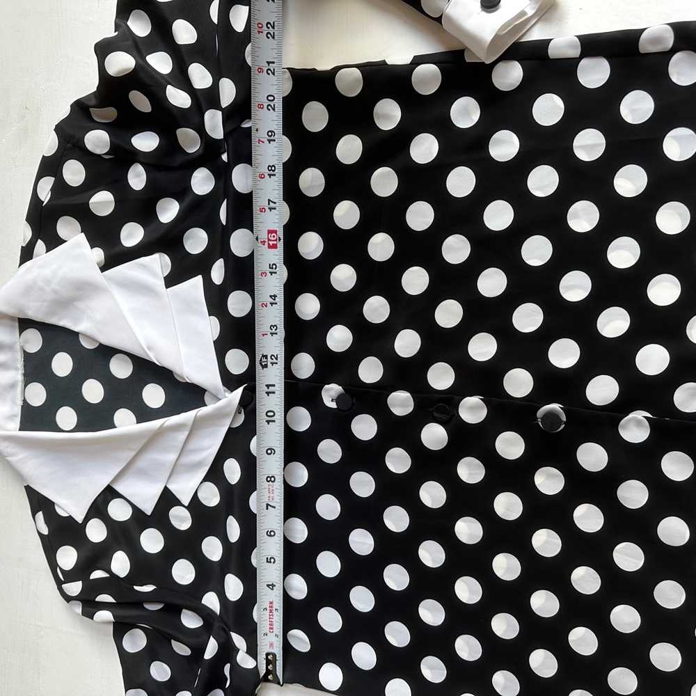 Vintage Black White Polka Dot Button Down Blouse - Picture 5 of 6